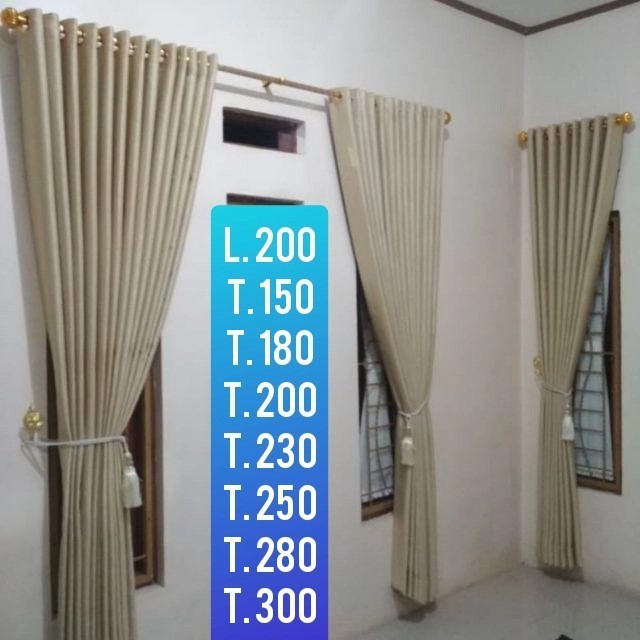 Gorden Jendela Minimalis Polos Blackout Lebar 200