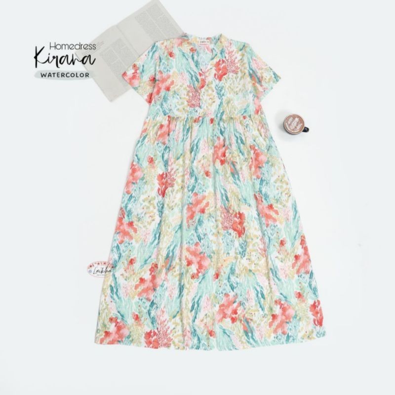 [SIZE M] Dress Kirana HomeDress Watercolor By Laikha Daily Wear