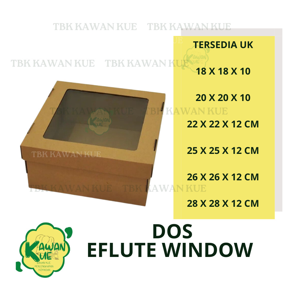 

KOTAK CAKE EFLUTE WINDOW TINGGI / KOTAK KARDUS KUE / BOX KARDUS KUE / DOS TEBAL KOTAK / TUTUP MIKA / E-FLUTE KOTAK DUS COKLAT KRAFT