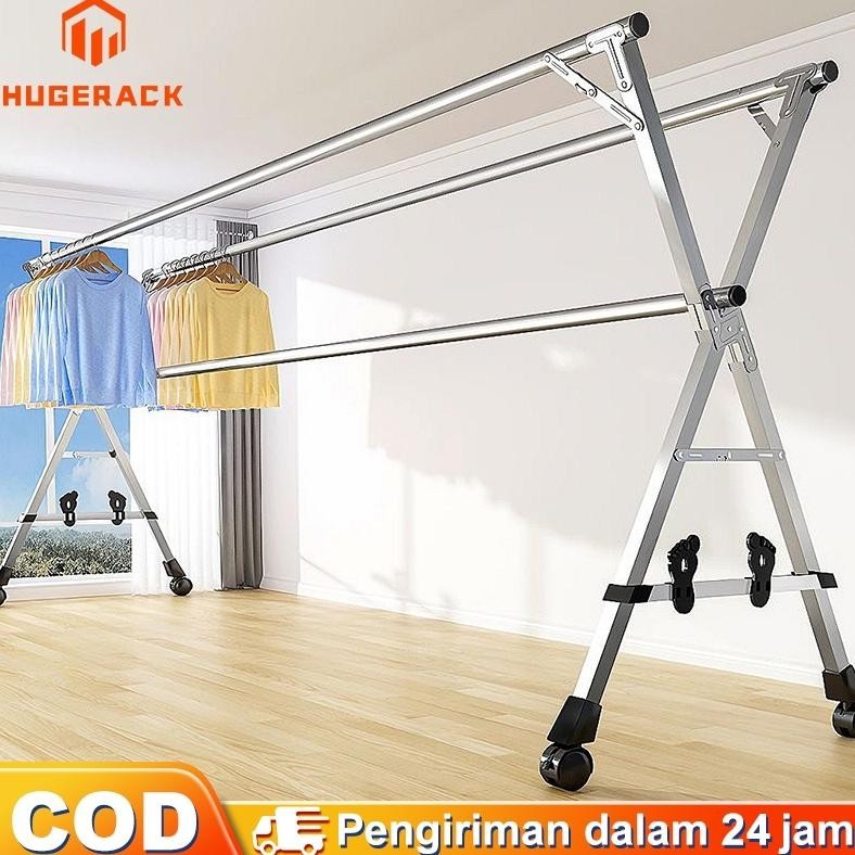 Jemuran Dengan Roda Jemuran Baju Lipat Stainless Jemuran Hanger Jemuran Pakaian Tempat Jemuran Baju