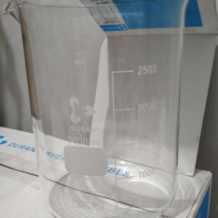Beaker Glass Low Form 3000 Ml Duran/Gelas Kimia Kaca Kapasitas 3L