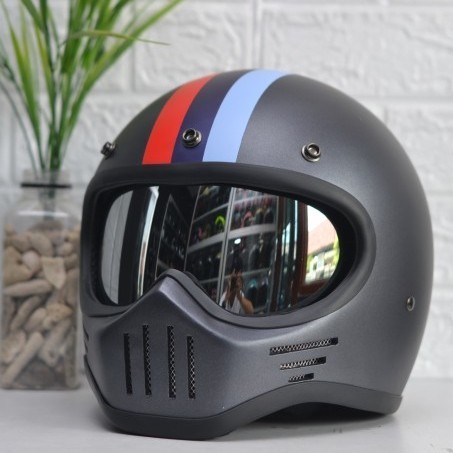 HELM CUSTOM CAKIL M30 SIMPSON BMW GREY WITH INNER VISOR ( MR HELM )