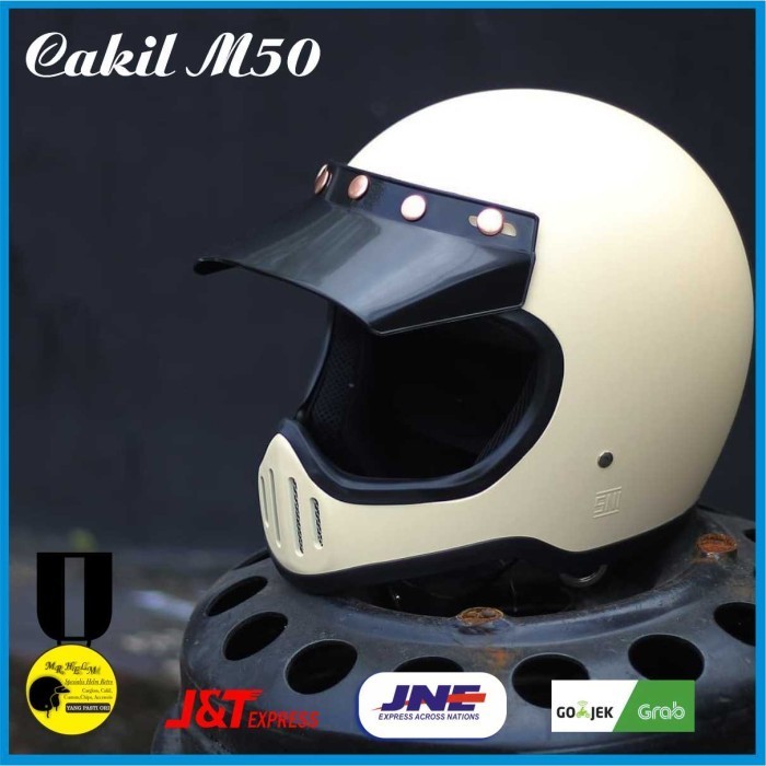 HELM RETRO CAKIL M50 CREAM PREMIUM QUALITY ( MR. HELM )