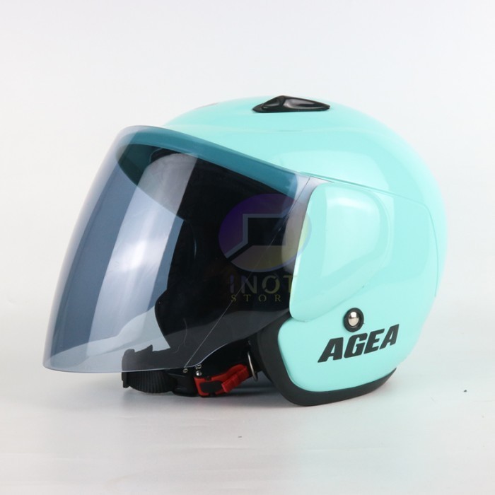 HELM ANAK REMAJA HALF FACE SNI CEWEK COWOK HIJAU PASTEL