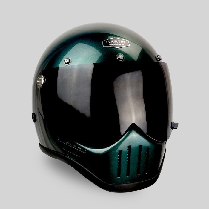HELM CUSTOM CLASSIC SIMPSON M30 HIJAU METALIC - FOURTIN GARAGE