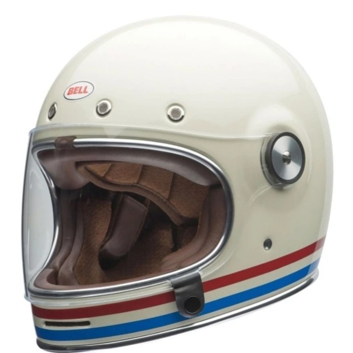 BELL BULLIT STRIPE WHITE HELM FULL FACE HELM CLASIC RETRO BELL