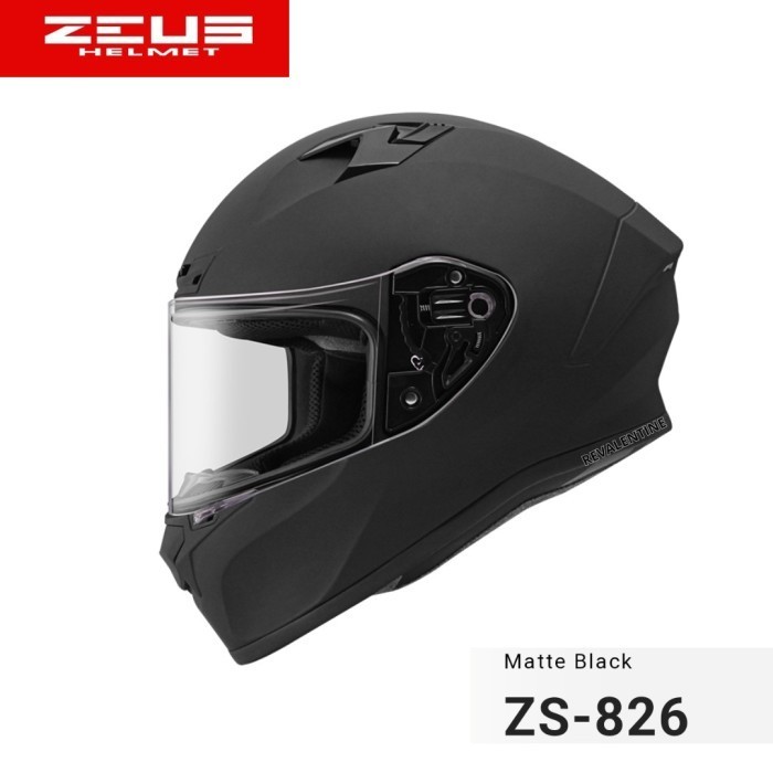 ZEUS ZS826 MATTE BLACK SOLID ORIGINAL HELM FULL FACE ZS-826 HITAM