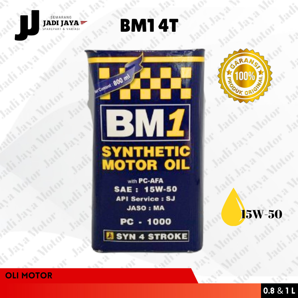 Oli Mesin BM1 4T SAE 15W-50 0.8 & 1 L Full Synthetic Untuk Motor Bebek
