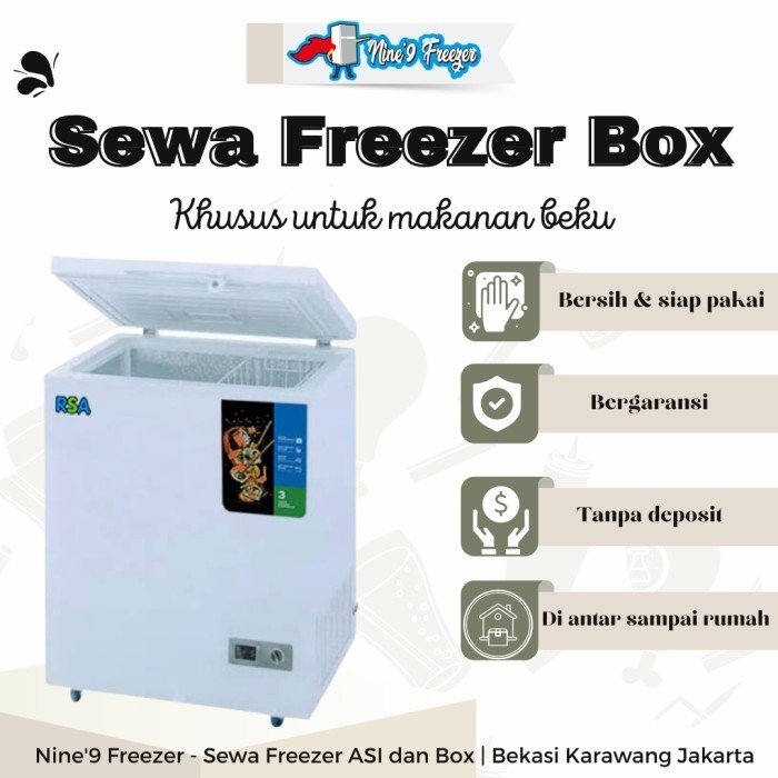 Sewa Freezer Box Chest RSA 100 liter bukaan atas frozen food