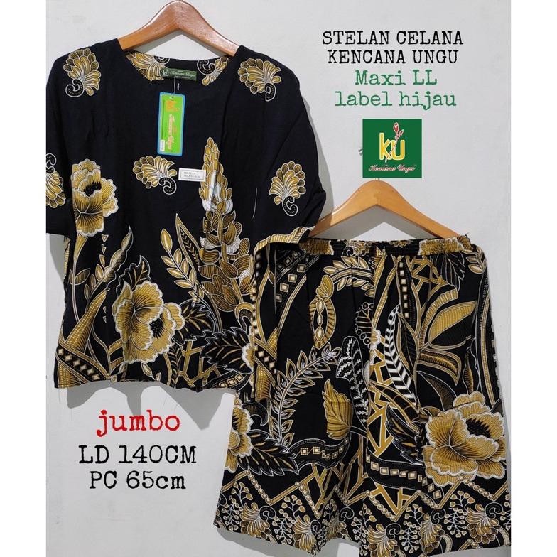 Setelan Baby Doll Jumbo Maxi Ll Ld 135 - 140 Cm Original Kencana Ungu Label Hijau / Daster 1Set Celana Kulot Wanita Jumbo Bahan Rayon Premium Bisa Cod