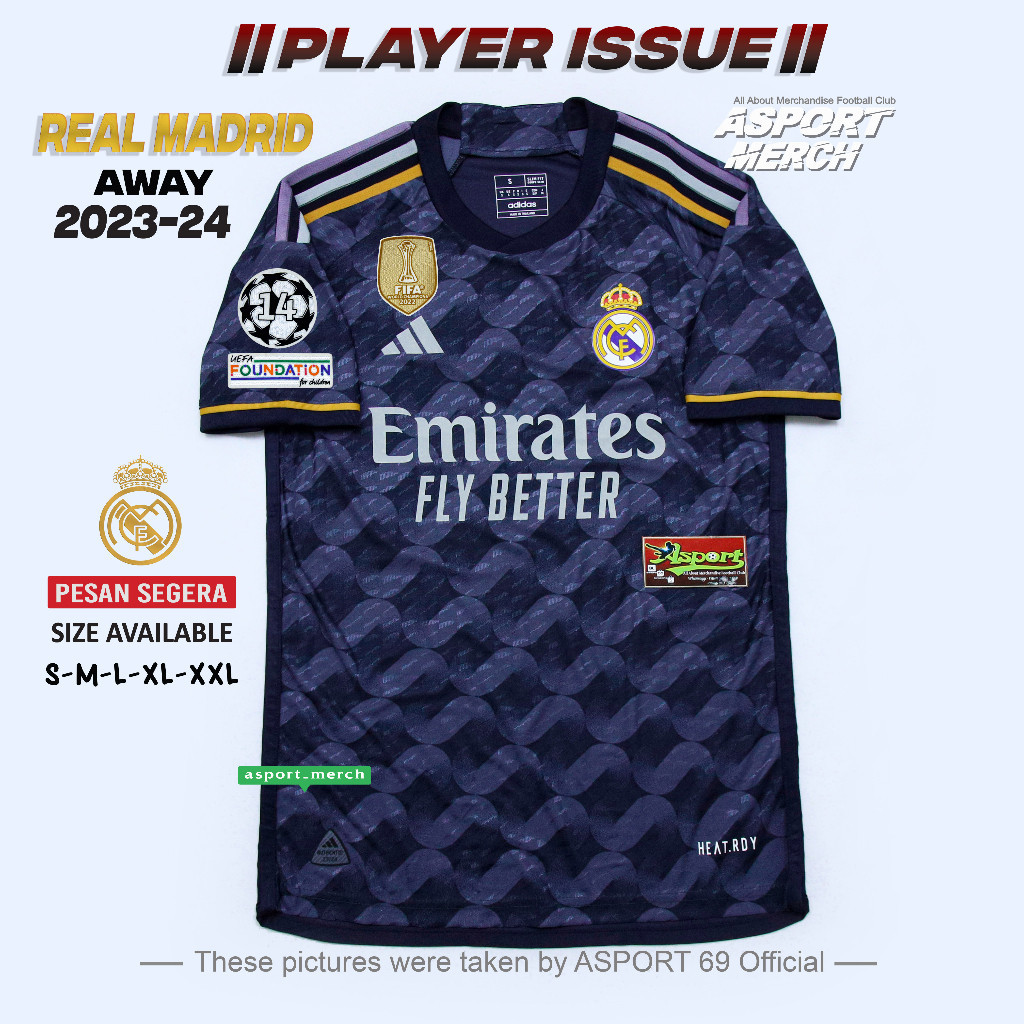 [BEST DEAL] MADRID PLAYER ISSUE JERSEY BOLA MADRID AWAY TERBARU 2023 2024 JERSEY MADRID AWAY PI 23
