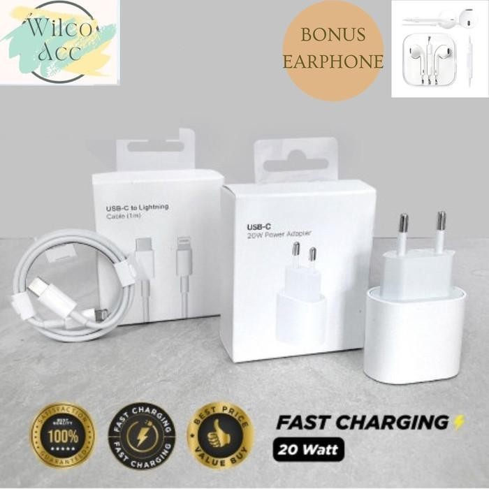Charger Iphone Original Fast Charging 20W Adaptor Usb-C + Kabel