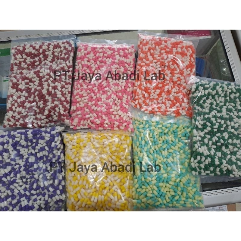Cangkang kapsul kosong no 3 isi 1000 pcs kulit kapsul natural Placebo halal warna random