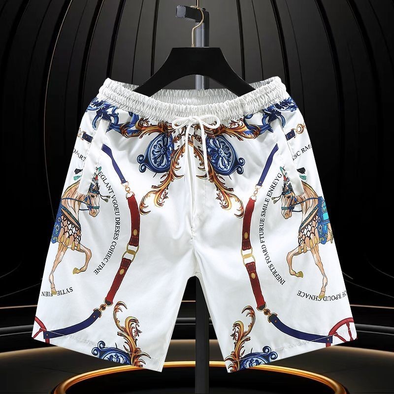 New Ice Silk Fashionable Printed Casual Cropped Pants
