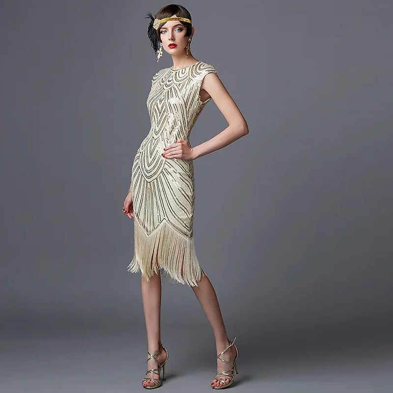 Foreign Trade Europe and America1920sVintage Handmade Sequins Dress Amazon Gatsby Evening Dress Cost