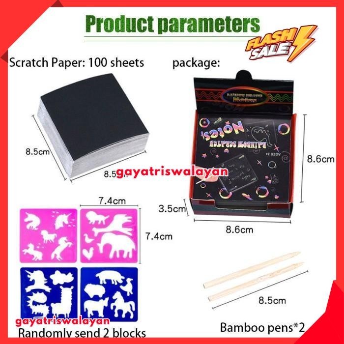 

100PCS KERTAS GAMBAR SCRATCH / MAGIC RAINBOW SCRATCH / SCRATCH & DRAW TERBAIK