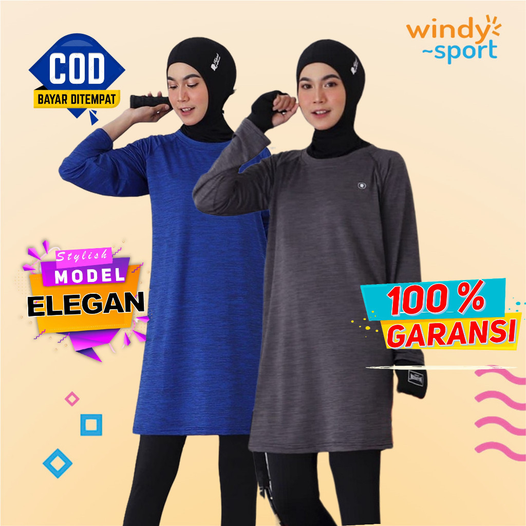 [BEST DEAL] Baju Olahraga Wanita Muslim Jumbo / Kaos Olahraga Wanita Muslimah Lengan Panjang / Baju