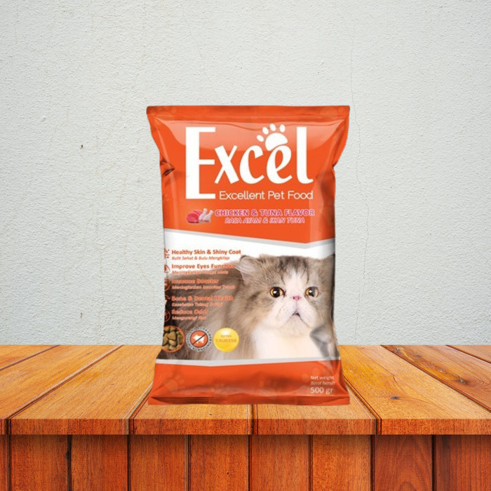 Excel Makanan Kucing Rasa Ayam Tuna 500Gr Orange