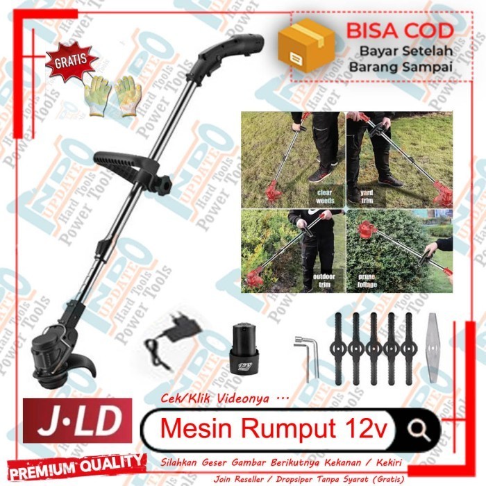 Ready Mesin potong rumput cordless JLD Tools 1 baterai 12 volt
