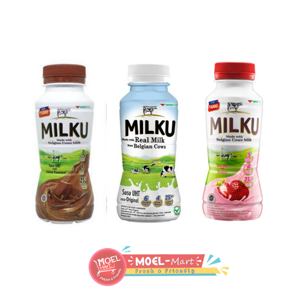 

MILKU Rasa Coklat Premium, Original dan Stroberri 3pcs x 200ml