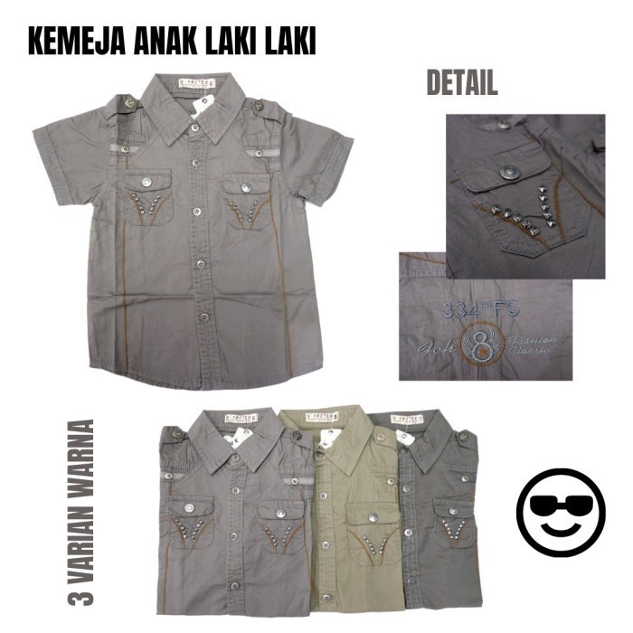 Baju Kemeja Anak Laki-Laki Lengan Pendek Import Umur 6-10 Tahun