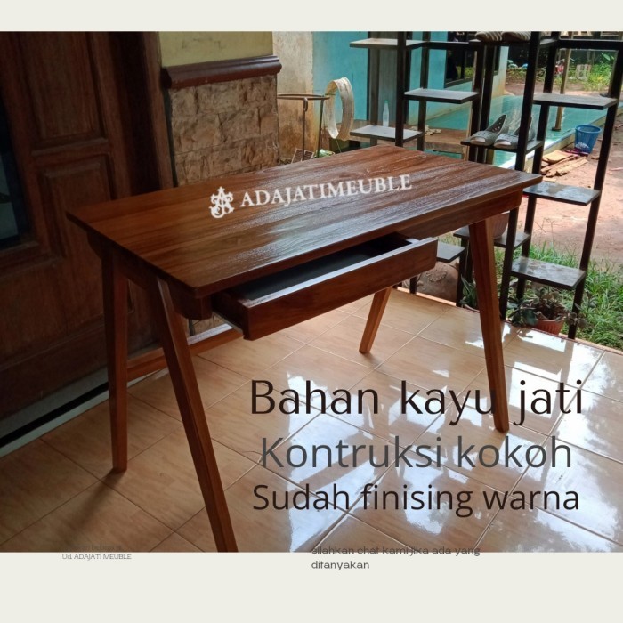 meja kursi belajar kantor kerja minimalis kayu jati mebel jepara super - meja saja