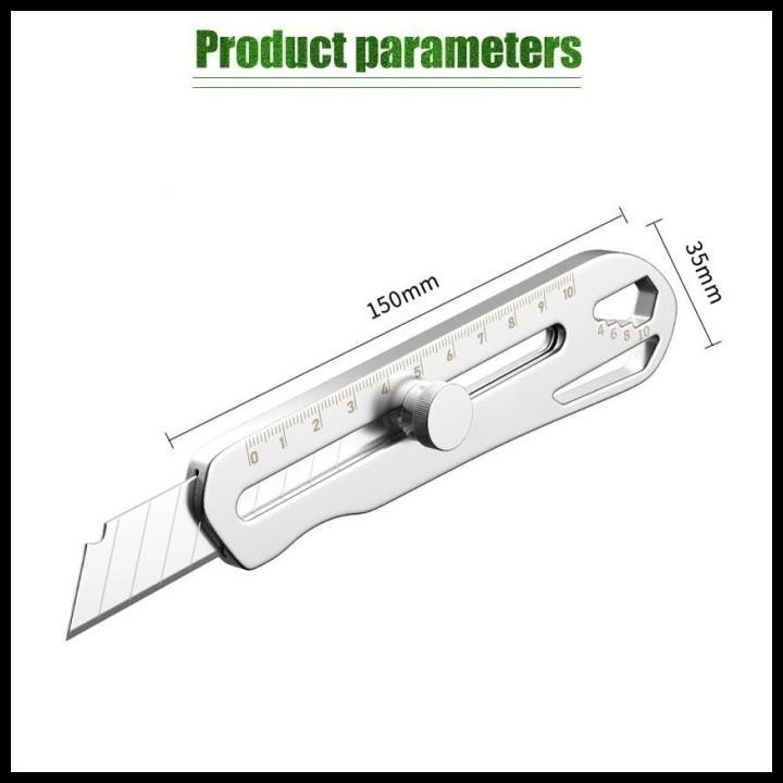 

DISKON PISAU CUTTER STAINLESS STEEL BAJA PEMOTONG KERTAS MULTIFUNGSI 18 MM !!!!!