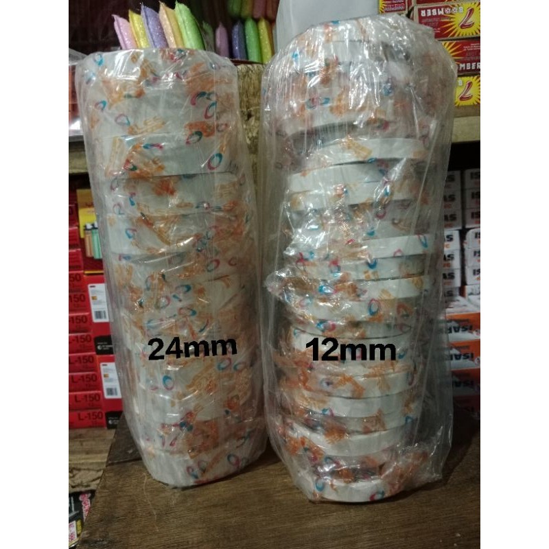 

1slop 24cs - double tape besar kecil - isolasi bolak balik 12mm x 5m merk orlee kualitas termewah