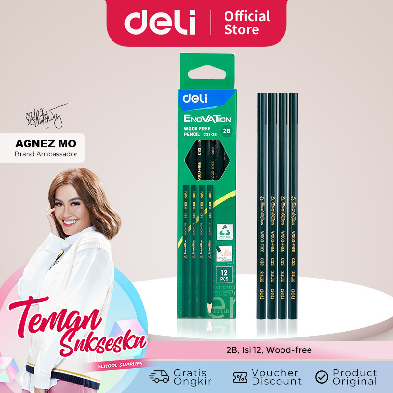 

Deli Pensil Ujian 2B / Wood Free Pencil Isi 12 CC33-2B