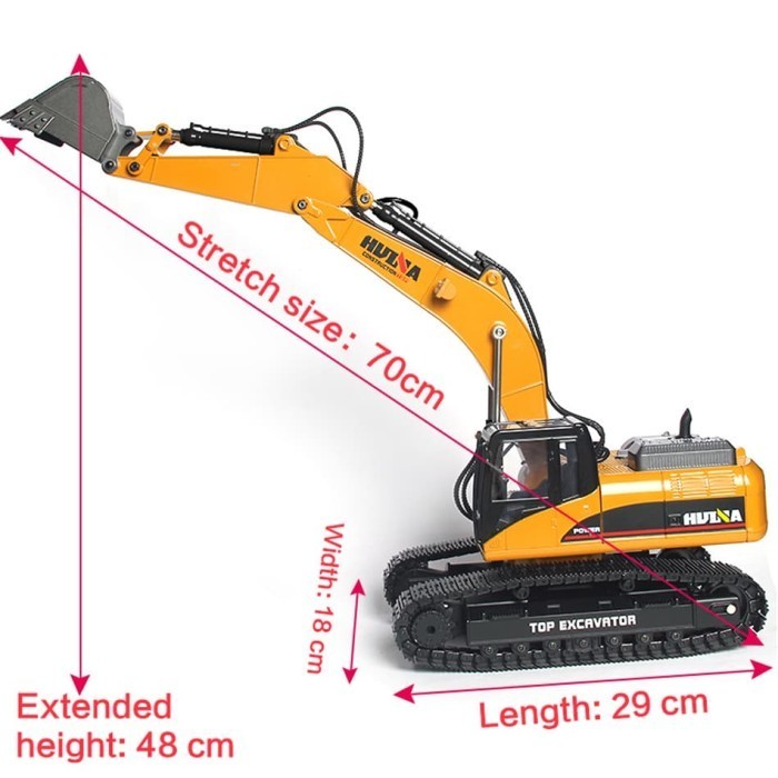 Huina 1580 Rc Excavator Big Full Metal 1/14 23Ch ( 1580 ) Cat 580