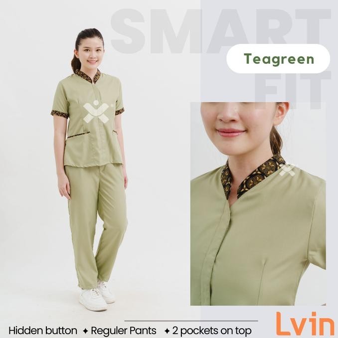 Lvin Baju Seragam Suster Haira Batik Series / Nanny Uniform/Seragam Kl