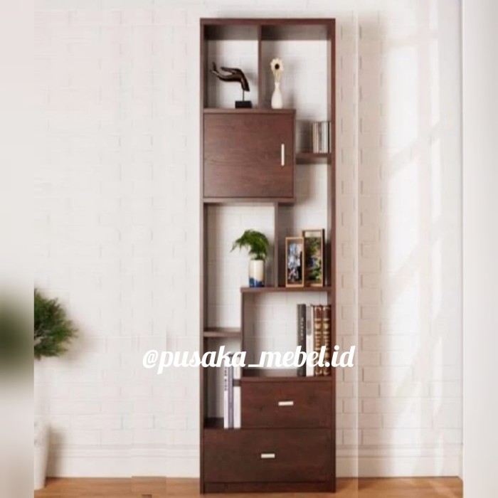 lemari rak buku kayu minimalis, lemari rak hias minimalis kayu jati