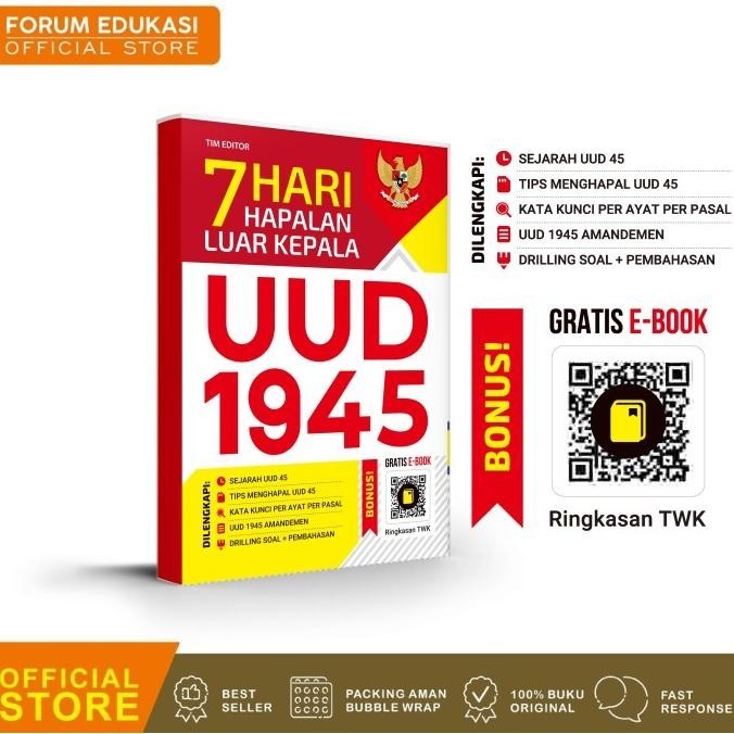 

Buku UUD 1945 Untuk kedinasan dan CPNS 7 Hari Hapalan Luar Kepala UUD