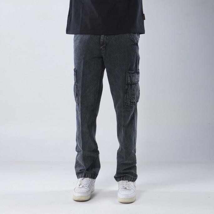 Superego Celana Cargo Pants Pria Jeans Standard Denim Snow Black