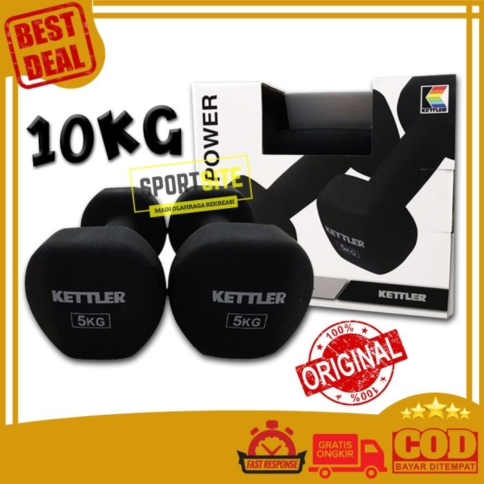 Kettler Dumbell Neoprene 10 Kg (10Kg/Pair) Barbel Alat Olahraga Gym