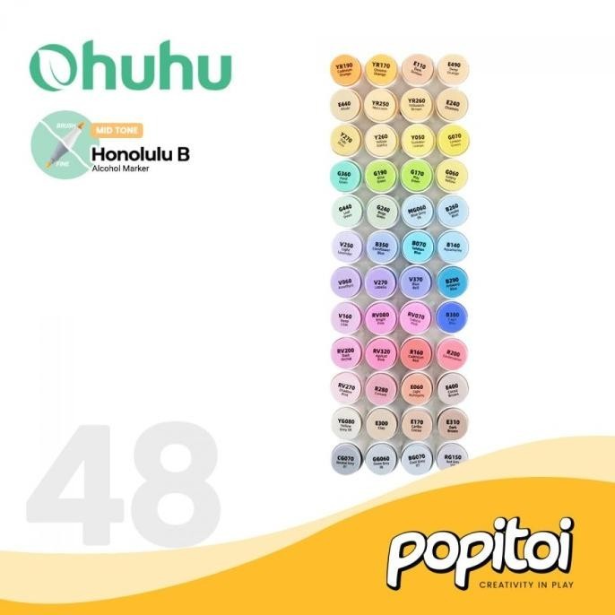 

Ohuhu Honolulu B Mid-Tone 48 Color Dual Tip Brush Fine Art Marker