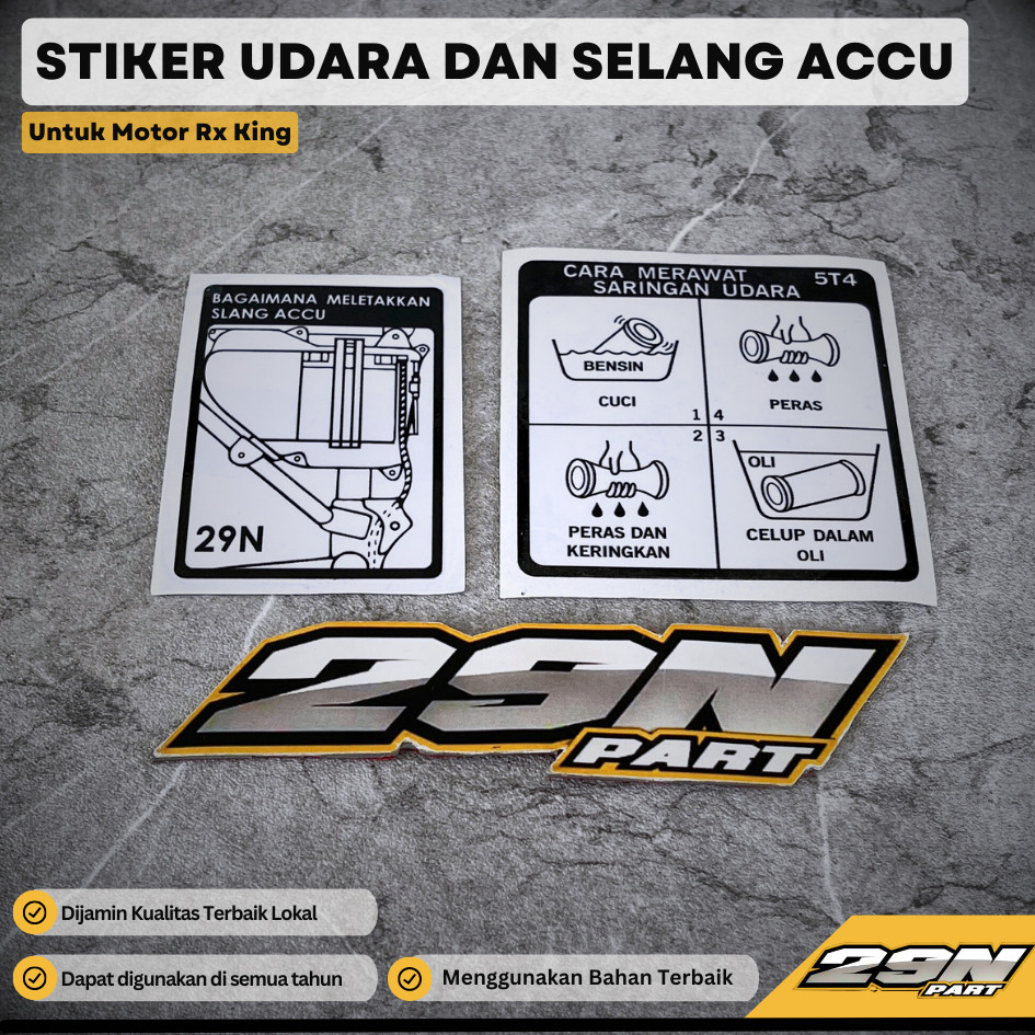 EMBLEM STICKER SARINGAN UDARA DAN SELANGA ACCU RX KING | 29N PART KING