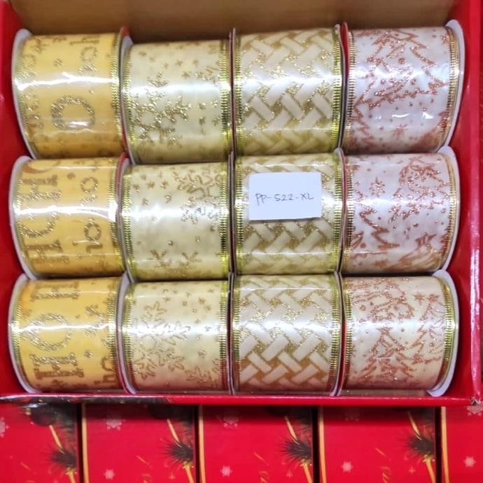 

OLH - Pita Natal 6 cm 2m Dekorasi Parcel Pita Kawat Natal Gliter Murah Sale TERLARIS