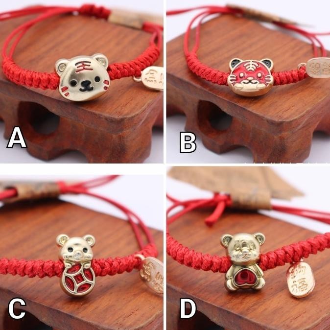 OLH - Gelang Merah Hoki Liontin Macan Emas Tali Merah Kado Imlek lucky Charm TERLARIS