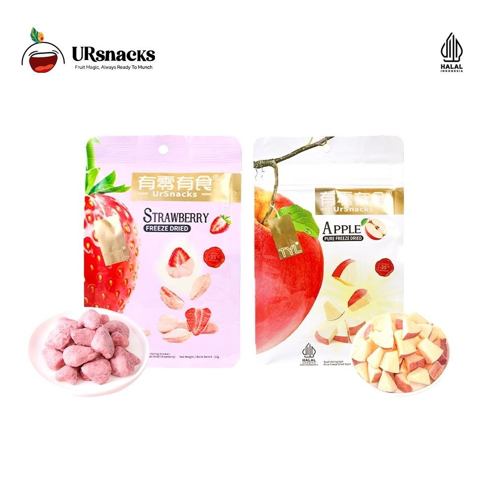 

URSNACKS Bundle Of 2 - Freeze Dried Keripik Sehat Strawberry + Apple