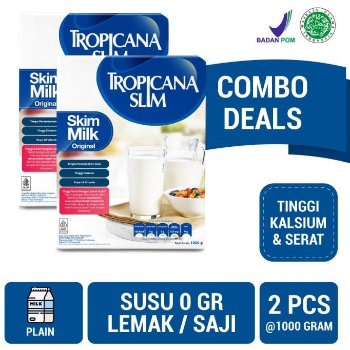 

Twin Pack: Tropicana Slim Non Fat Skim Milk Plain 1kg
