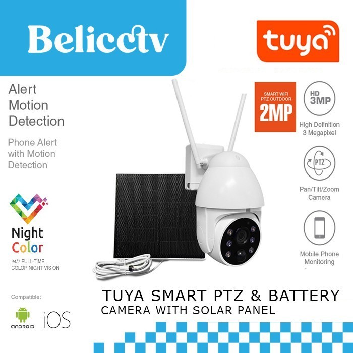 Smart Cctv Wifi Outdoor Ptz & Battery Camera (Solar Panel)