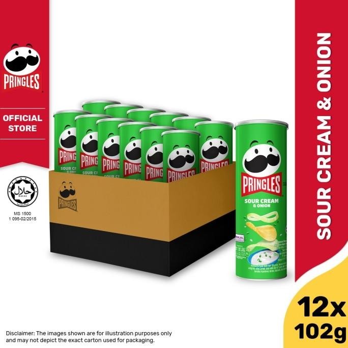 

[CARTON DEALS] Pringles Sour Cream & Onion 102gr Keripik (12 Pcs)
