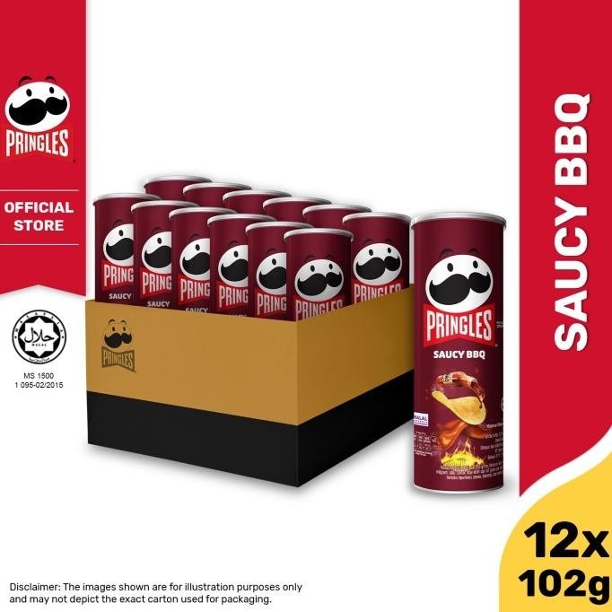 

[CARTON DEALS] Pringles Saucy BBQ 102gr Keripik (12 Pcs)