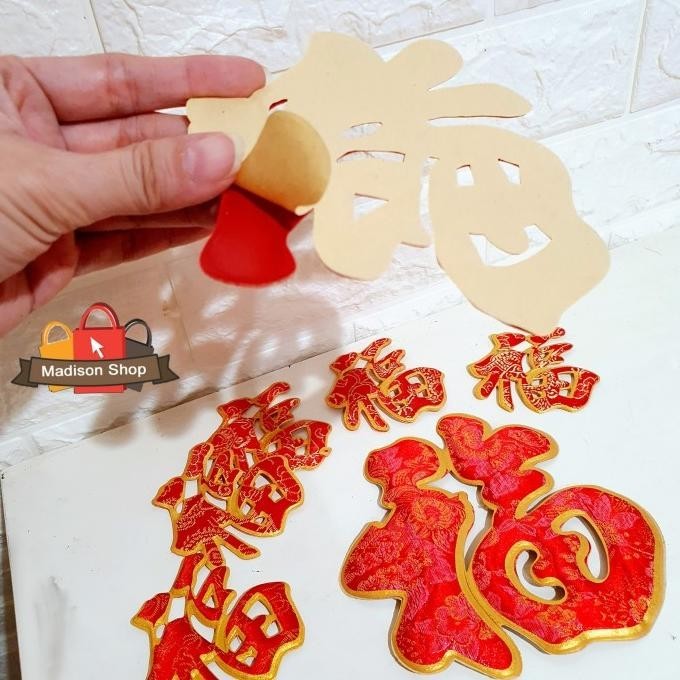 

OLH - Sticker Fu Hoki Bahan Kain Imlek Sticker Toples Fuk Merah Grosir TERLARIS