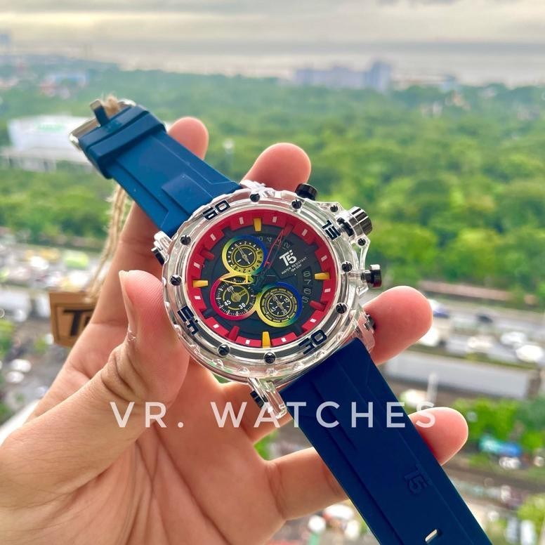 CR - NEW ARRIVAL Jam Tangan Pria T5 H 4004G Original Acryclic Case Transparan Chronograph Water Resi