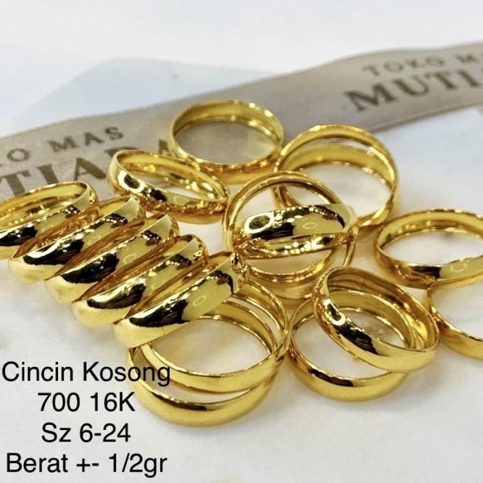 Cincin Emas Asli Polos Kadar 700 16K Belah Rotan Nikah Padu Size 19-24