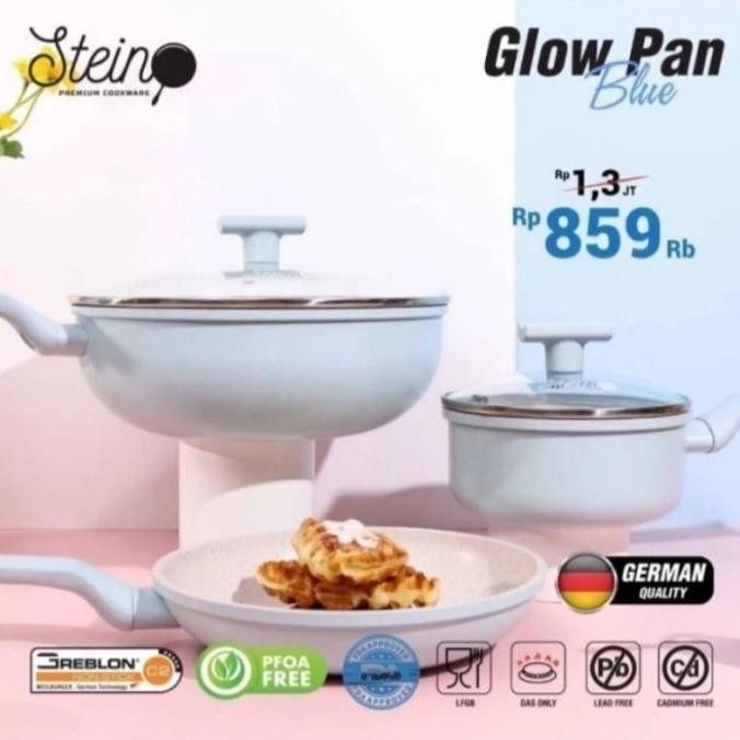 Murah Stein Cookware Glowpan Series Set Blue / Glow Pan Biru Stein Gustiilasaa