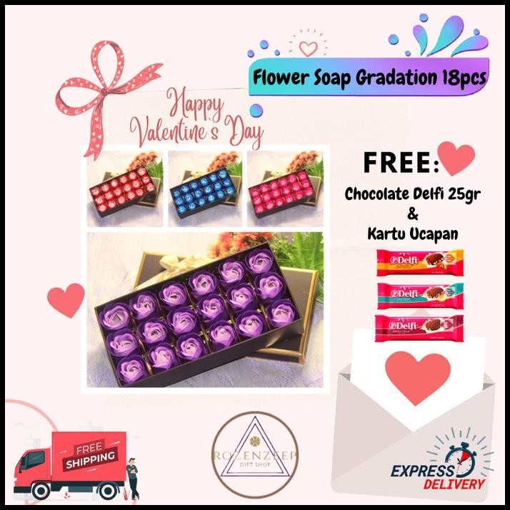 

TERMURAH 18 PCS FLOWER SOAP + COKLAT VALENTINE,ANNIVERSARY, KADO !!!!!!!