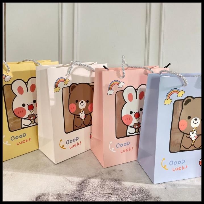 

DISKON PAPER BAG TEDDY BEAR & RABBIT LUCU CUTE UKURAN 22X15X7 CM HARGA MURAH !!!!!